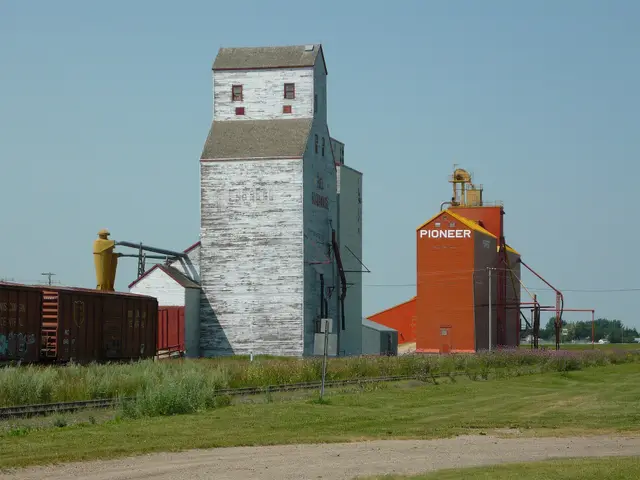 Grain elevators along the railway